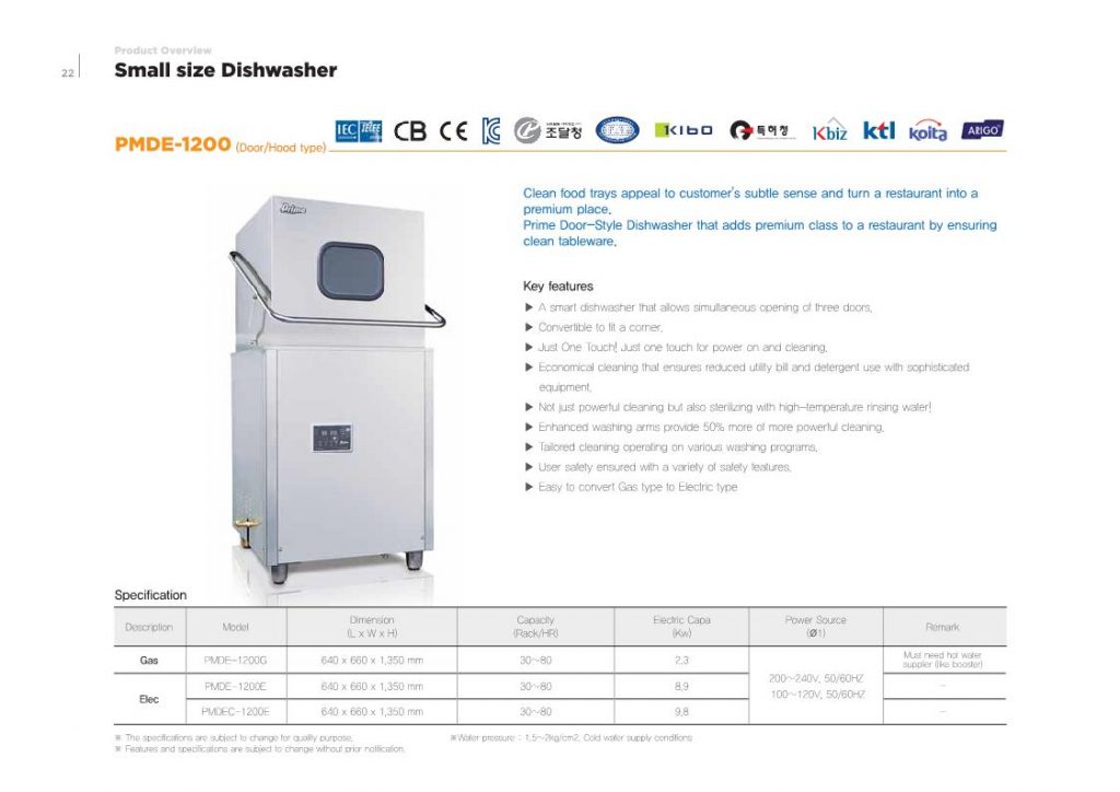Đặc điểm nổi bật máy rửa PMUE SERIES.