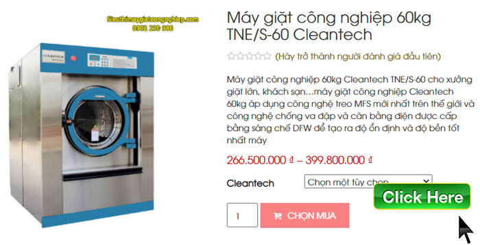 Máy giặt công nghiệp 60kg Cleantech là dòng máy giặt tải trọng lớn thường được sử dụng rất nhiều cho các nhu cầu trong Bệnh viện, đặc biệt là các bệnh viện Đa Khoa, viện Quốc tế với giá trị đầu tư là 266 triệu đến 399 triệu