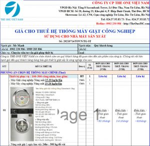Mô hình cho thuê máy giặt công nghiệp phục vụ nhà máy 100-300 công nhân