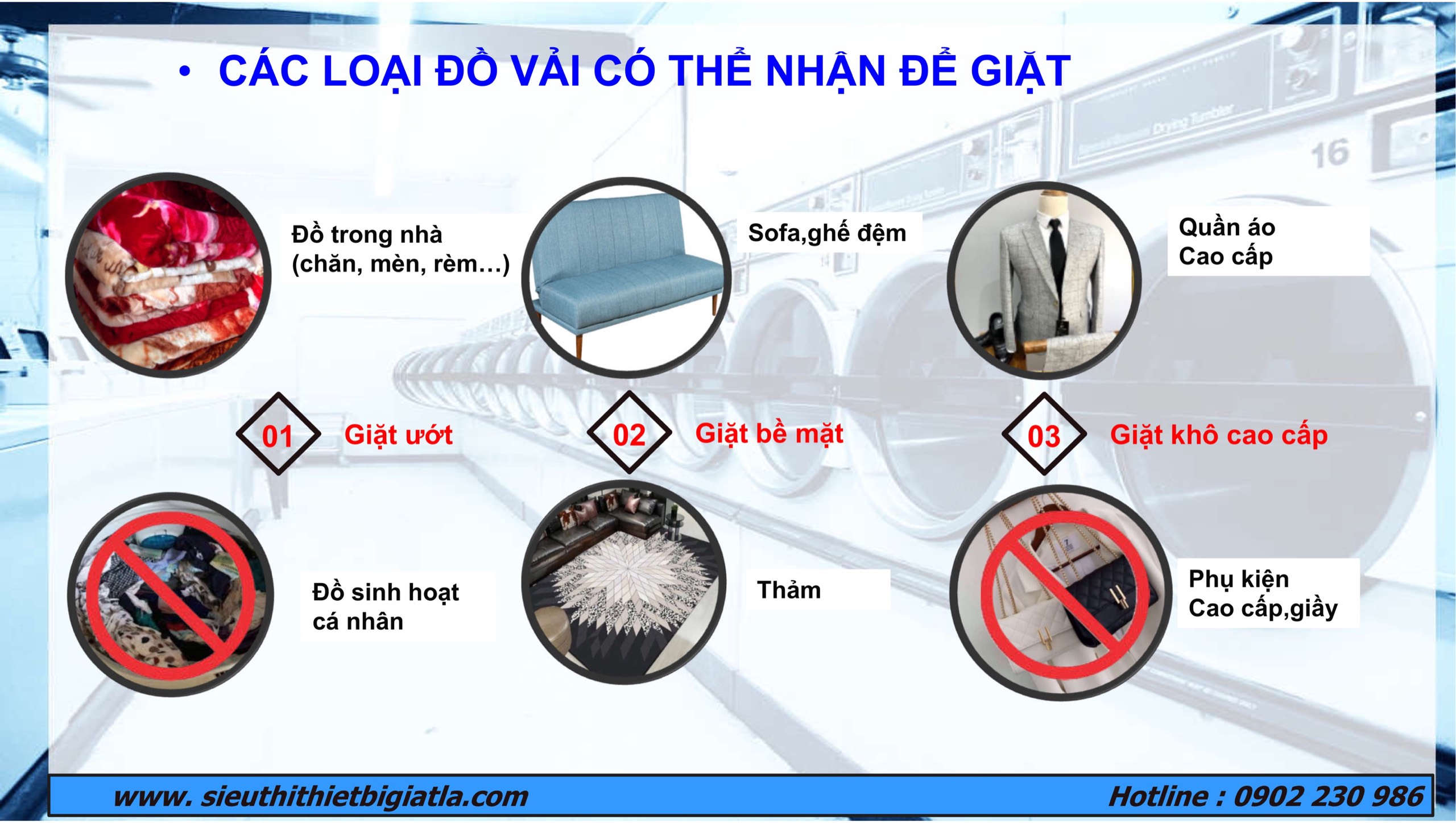 Các loại đồ vải mà tiệm giặt là công nghiêp có thể nhận giặt