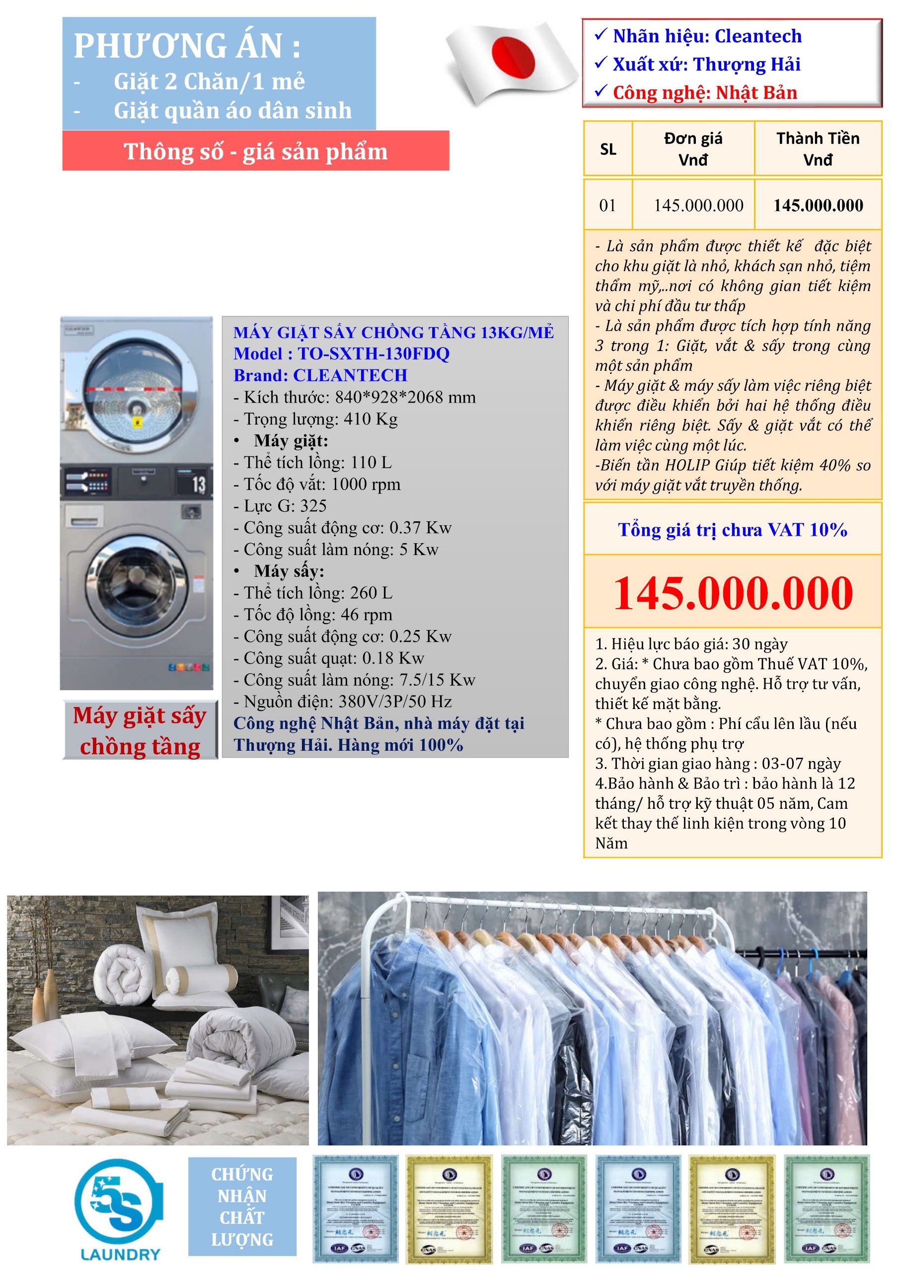 Phương án máy giặt sấy công nghiệp 2 chăn/mẻ