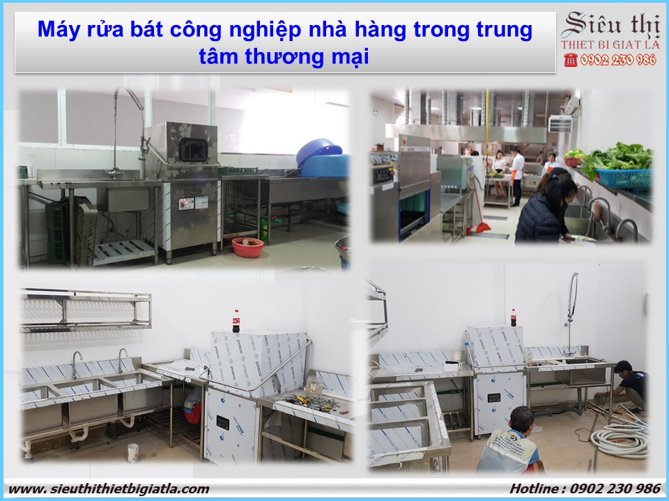 Máy rửa bát công nghiệp nhà hàng trong trung tâm thương mại
