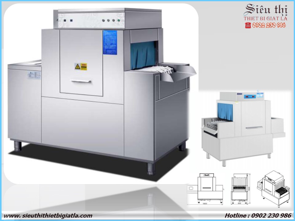 Máy rửa chén bát công nghiệp băng tải mini