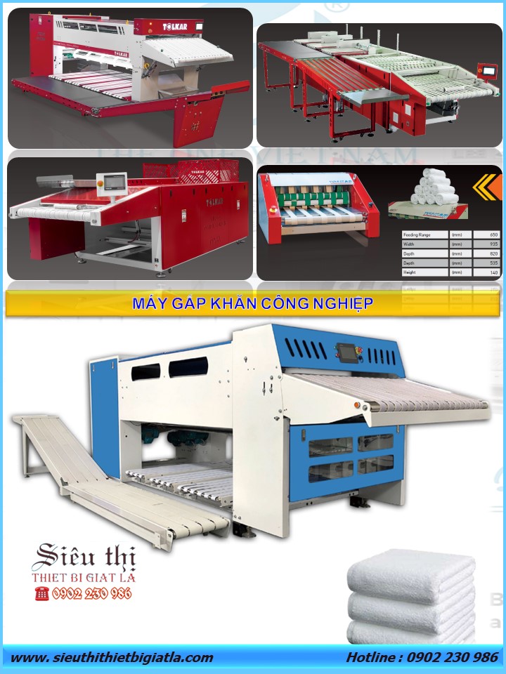 máy gấp khăn công nghiệp là một trong những thiết bị của hệ thống giặt là công nghiệp