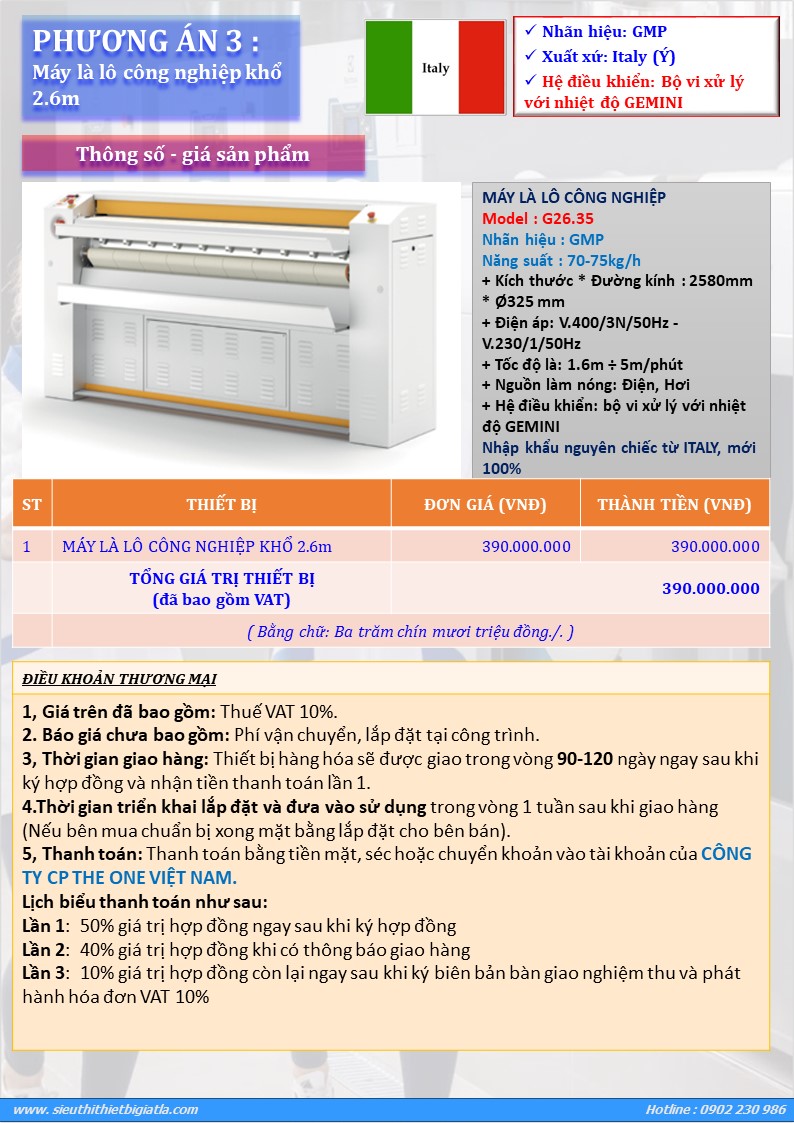 Phương án máy là lô, là ga công nghiệp khổ 3.2m