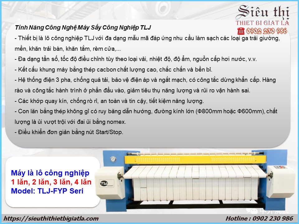Máy là lô công nghiệp TLJ Laundry 1 lăn, 2 lăn, 3 lăn, 4 lăn ..