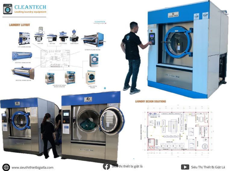 Máy giặt công nghiệp Cleantech công suất lớn