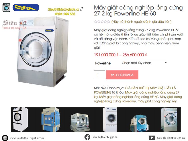 Máy giặt công nghiệp lồng cứng 27.2 kg Powerline HE-60 có hệ thống điều khiển tối ưu giúp tiết kiệm chi phí sản xuất và dễ dàng vận hành. Kết cấu cơ khí vững chắc phù hợp với xưởng giặt là công nghiệp, nhà máy, bệnh viện, tiệm giặt. Giá từ 191.000.000 ₫ – 286.600.000 ₫