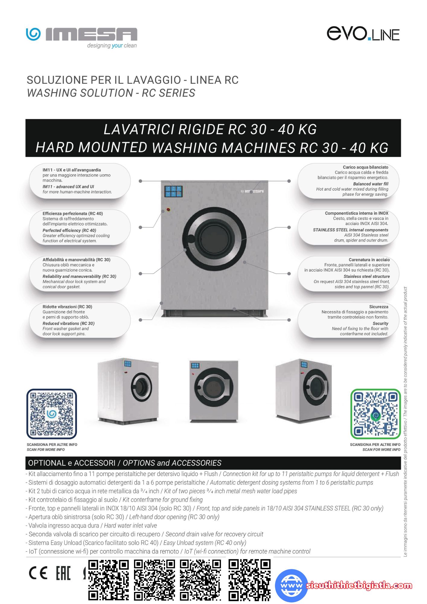 Máy giặt công nghiệp Imesa RC 30 RC 40