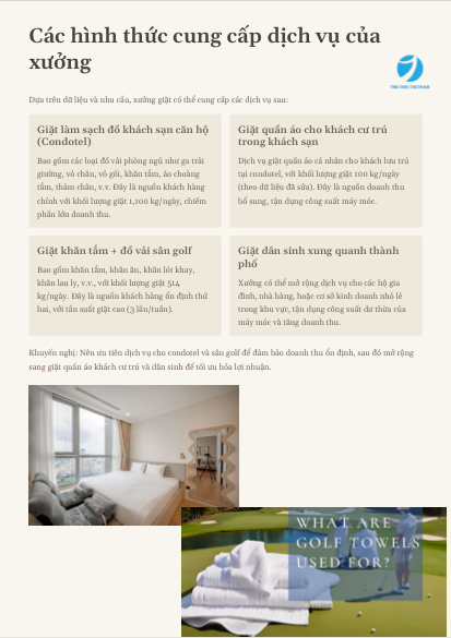 Các hình thức dịch vụ giặt cho xưởng giặt Condotel Golf