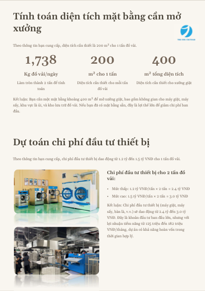 Tính toán diện tích mặt bàng xưởng giặt Condotel Golf