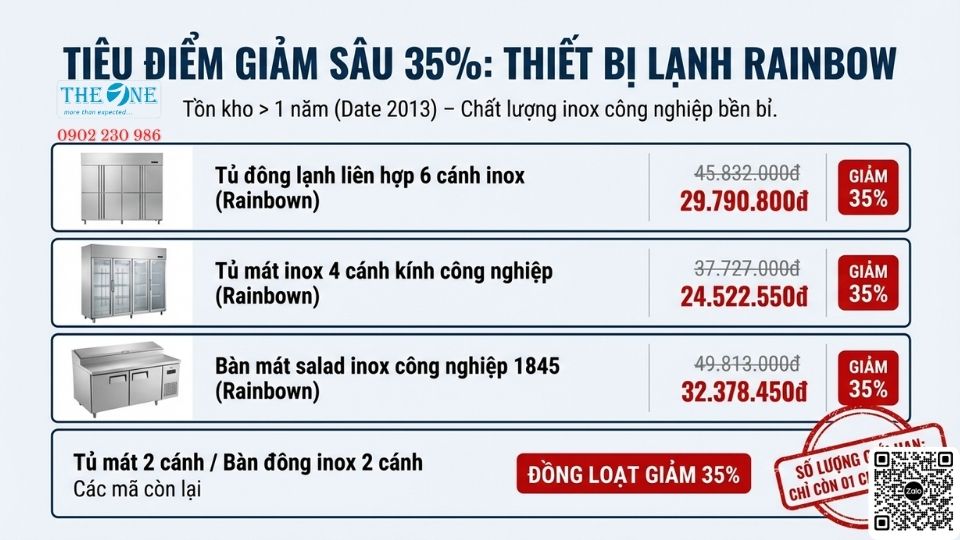 Thiết Bị Lạnh Công Nghiệp RAINBOW – Giảm Sâu 35%