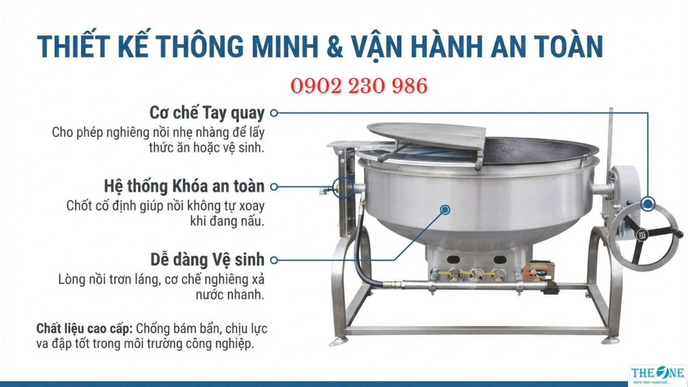 Thiết kế nồi hầm xoay đa năng chi tiế cấu tạo