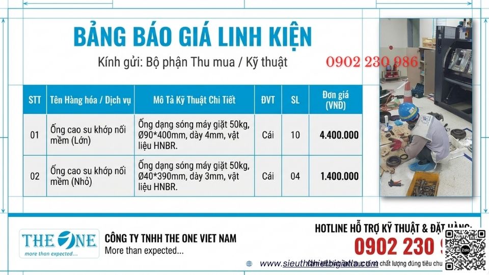 Báo giá Ống cao su khớp nối mềm máy giặt công nghiệp