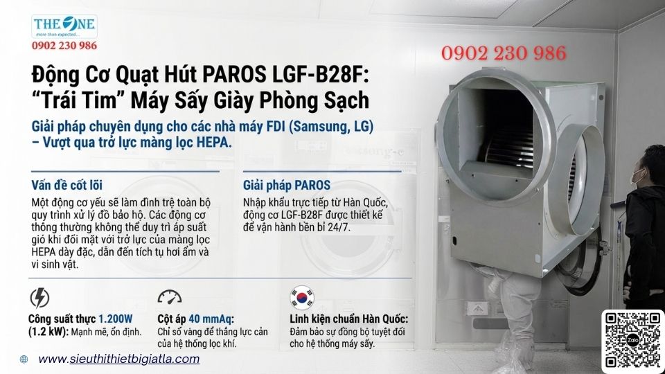 Động Cơ Quạt Hút Máy Sấy Giày Phòng Sạch PAROS – Linh Kiện Nhập Khẩu Hàn Quốc