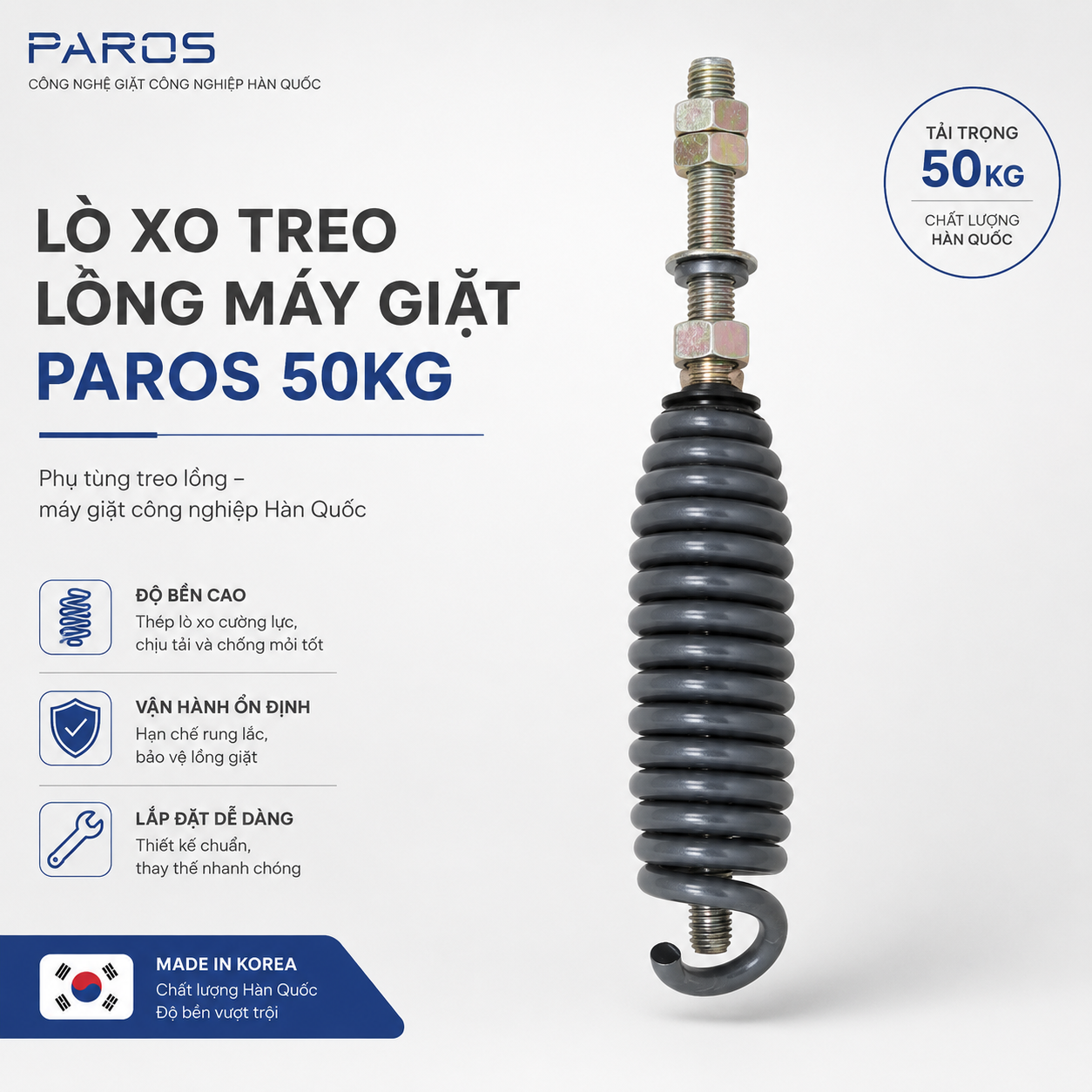 Lò xo treo lồng máy giặt Paros 50kg