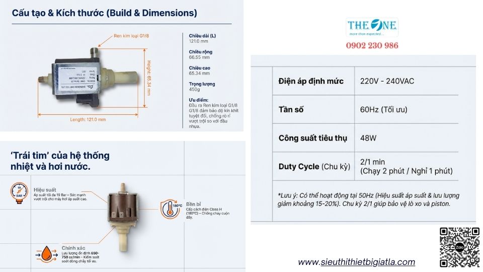 Thông số kỹ thuật - bơm rung điện từ