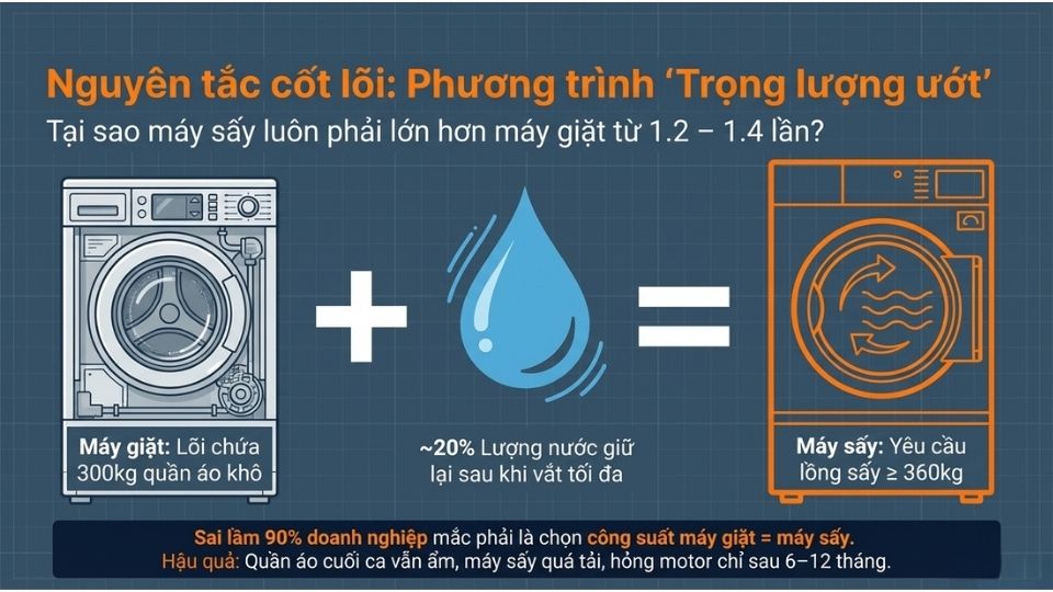 Tính toán công suất giặt sấy cho đồng phục công nhân