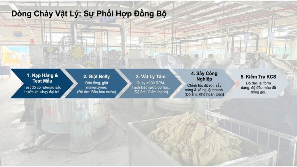 Cách phối hợp 3 thiết bị trong dây chuyền Wash