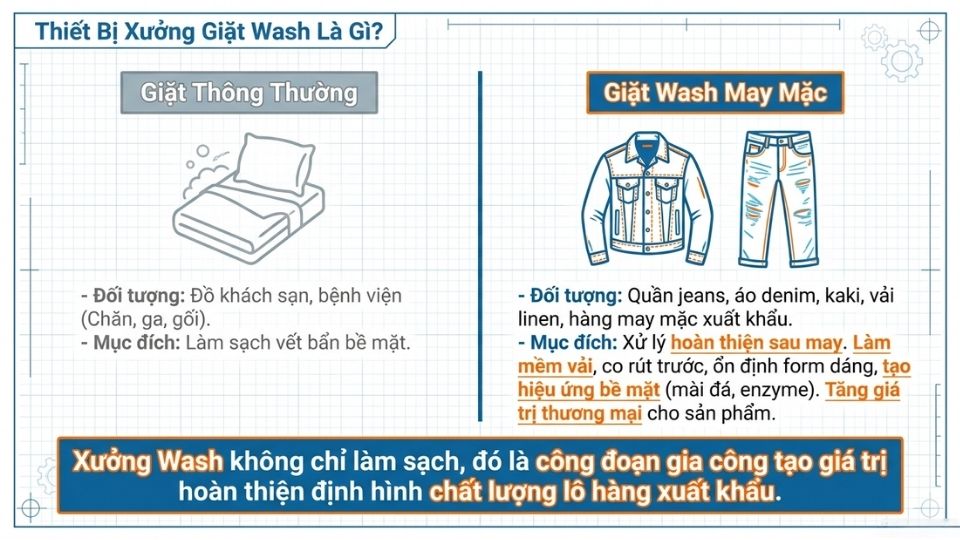 Thiết bị xưởng giặt Wash là gì